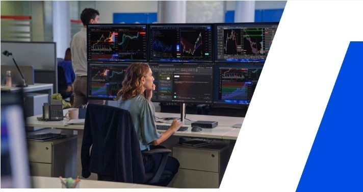 HP business desktop workspace with multiple displays